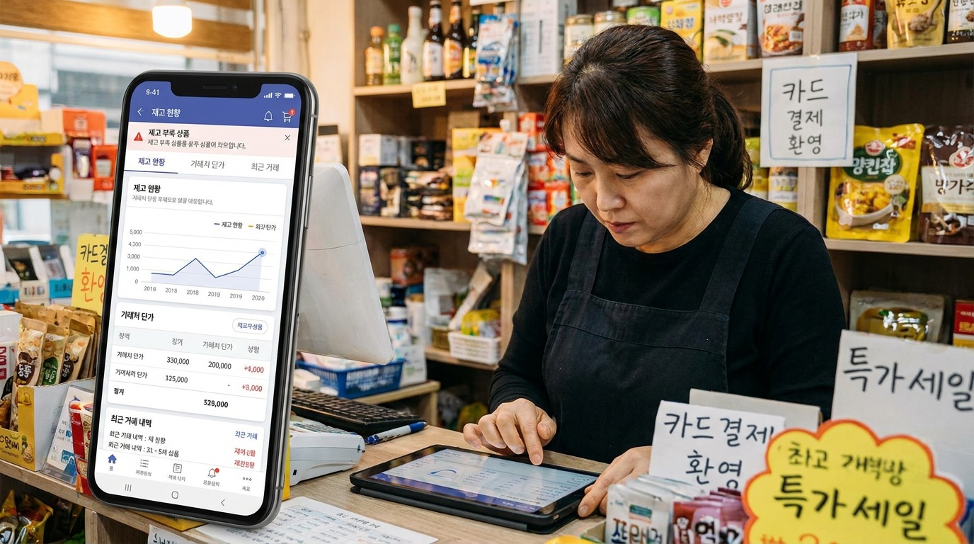 이지판매재고관리 솔루션 헤로 이미지: 재고 단가 수금 관리 통합