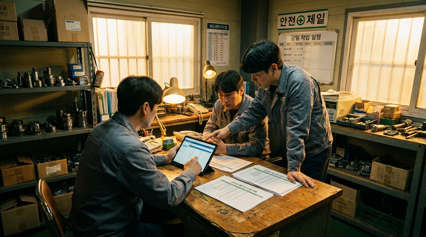 직원 3명 금속부품 공장 이지판매재고관리 도입 사례 - 소규모 제조업 재고 프로그램