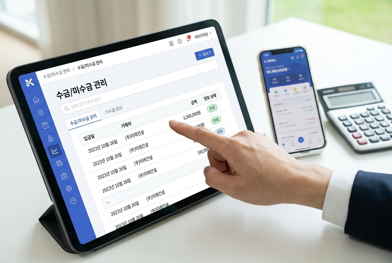 전자세금계산서 연동과 홈택스 연동 처리 흐름, 이지판매재고관리 부가세 관리 화면